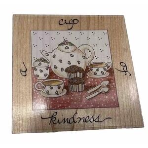 Vintage Wooden Rubber Stamp Teapots Stamps Happen A Cup of Kindness